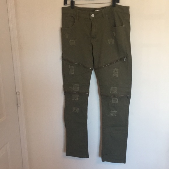 green ripped jeans mens